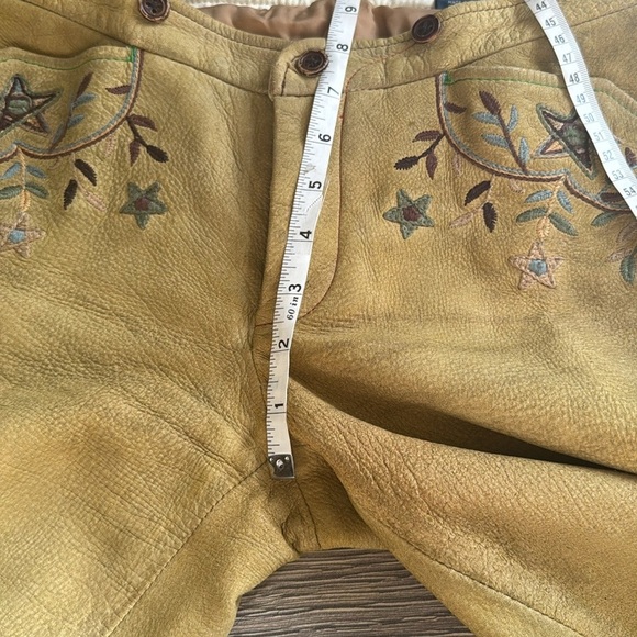 RARE Ralph Lauren blue label calf-suede tan leather embroidered western pants 6 - Picture 14 of 17